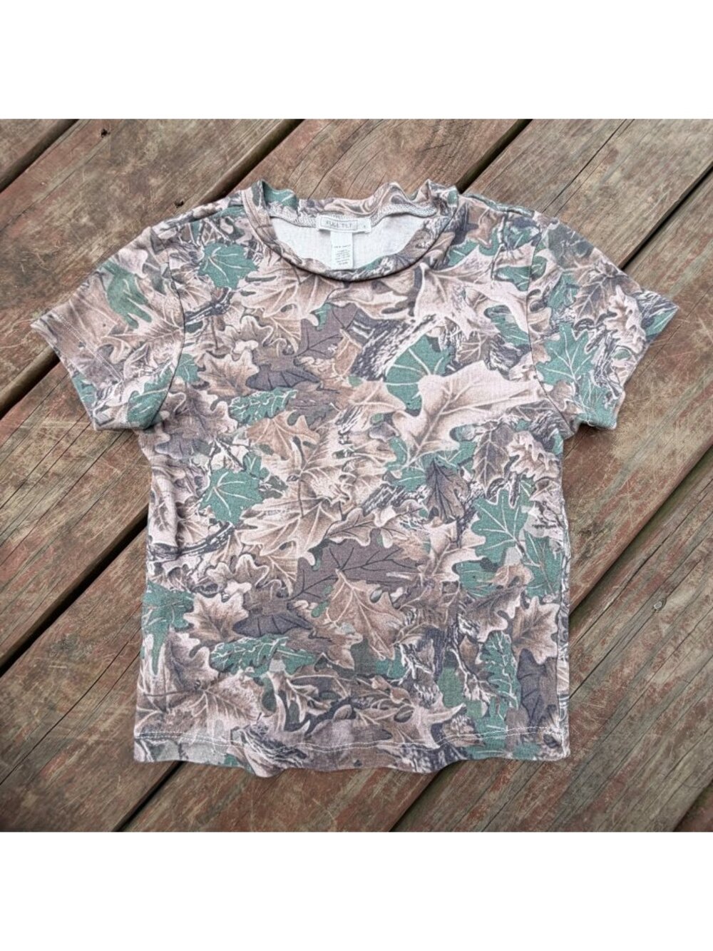Full Rile Camo Leaf Print T-Shirt